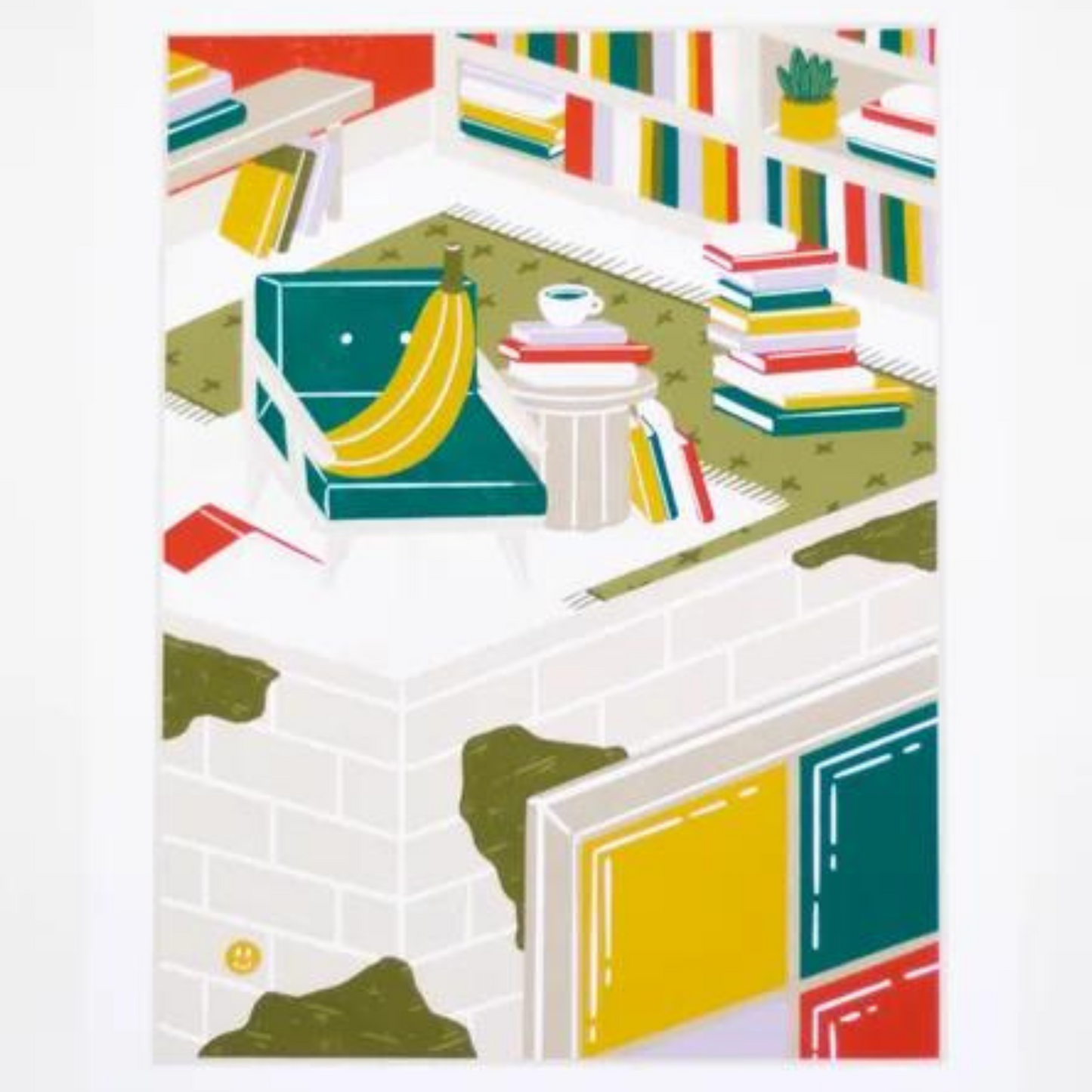 Books and Banana - Art Print