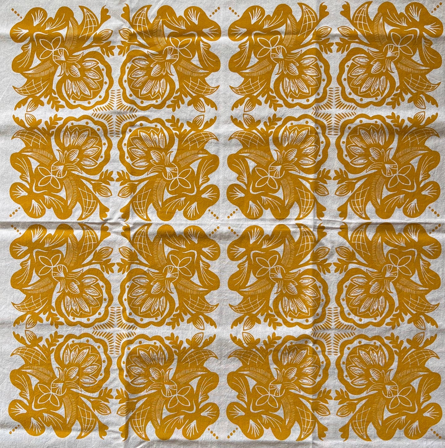 Rosemaling Art Cotton Tea Towel: Forest Green