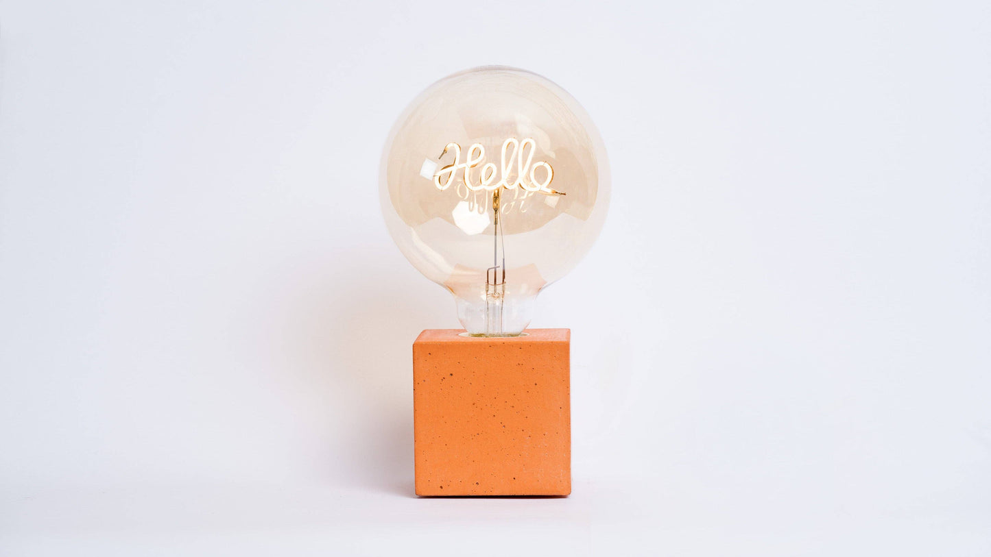 Cube Lamp - Orange Concrete