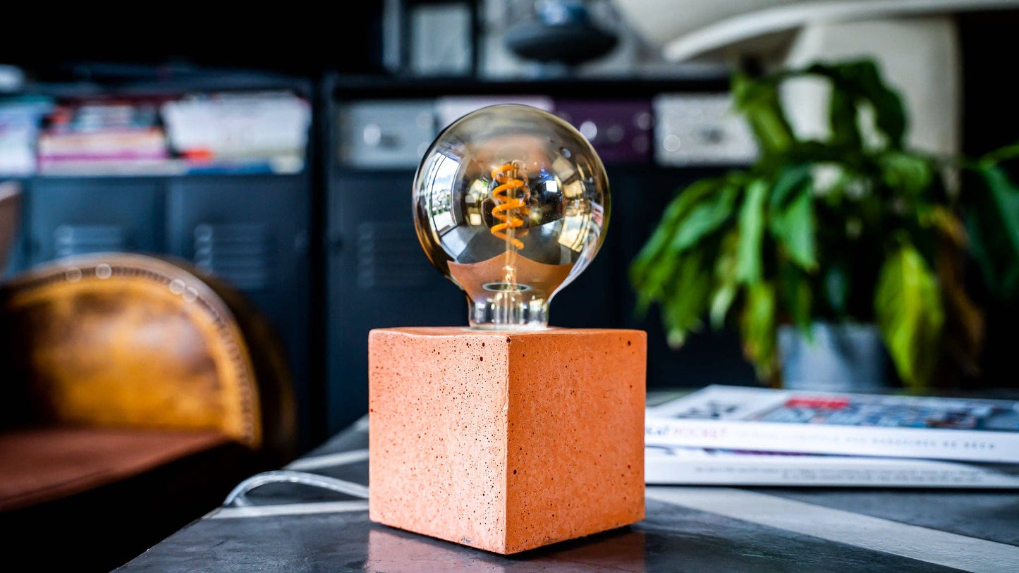 Cube Lamp - Orange Concrete