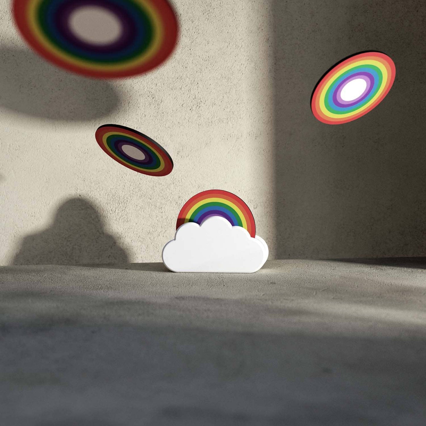 Rainbow Coasters | Wooden Coasters in Ceramic Cloud Holder