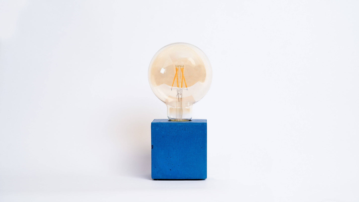 Cube Lamp - Petrol Blue Concrete
