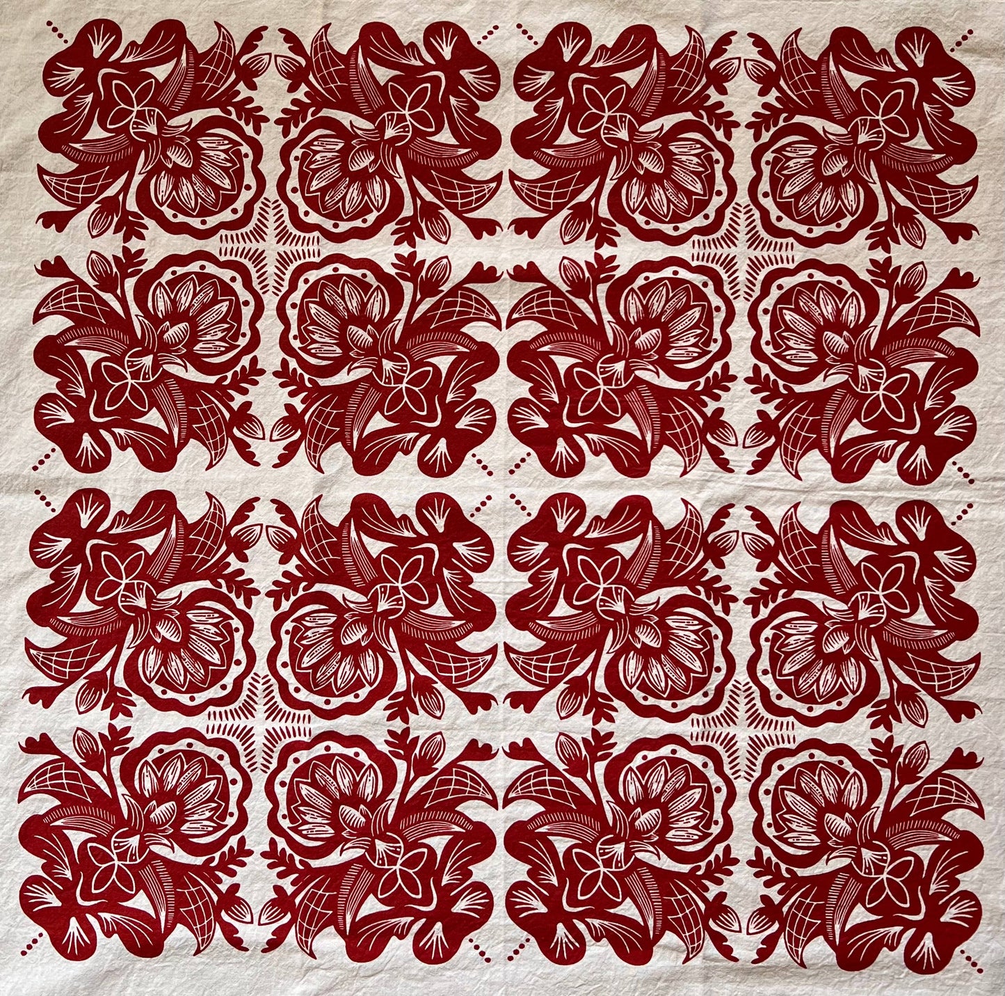 Rosemaling Art Cotton Tea Towel: Forest Green