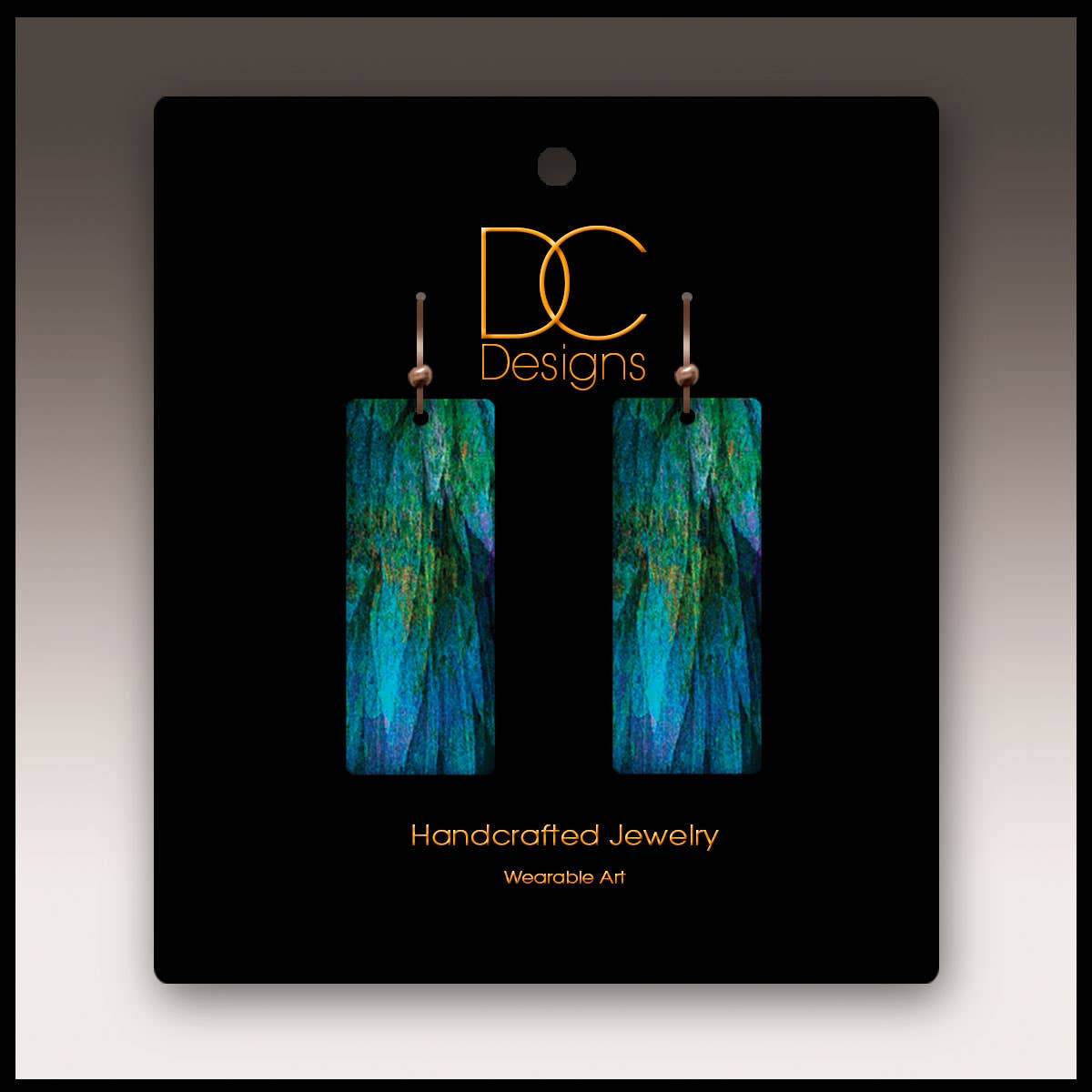 Blue Nature Abstract Rectangle Handmade Earrings