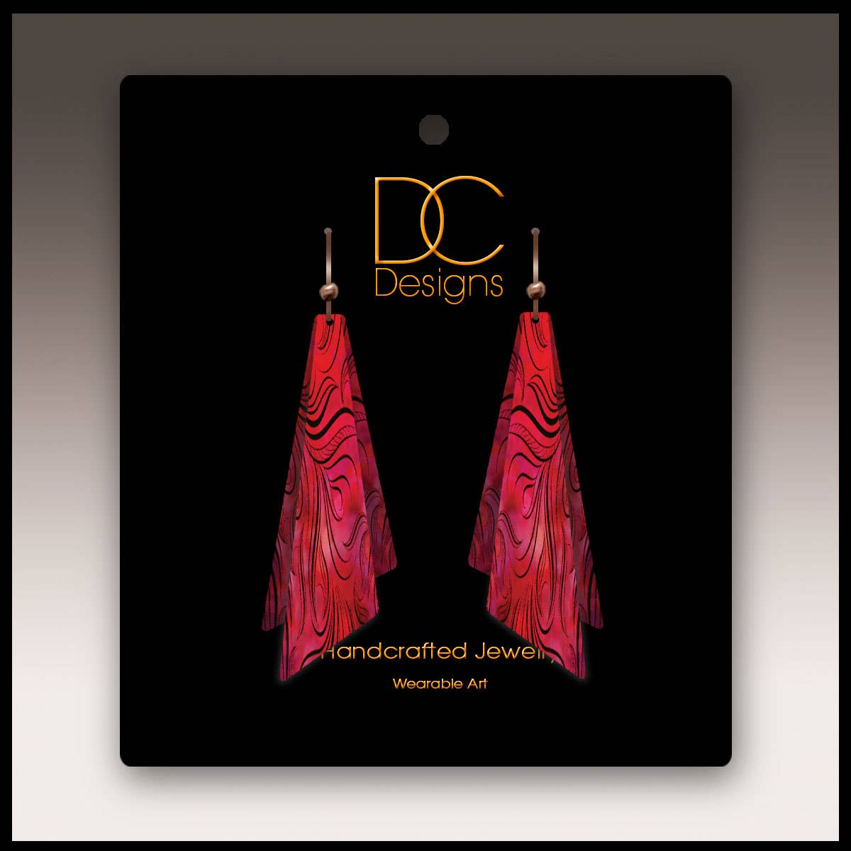 Modern Red Wavy Floral Wing Multilayer Earrings