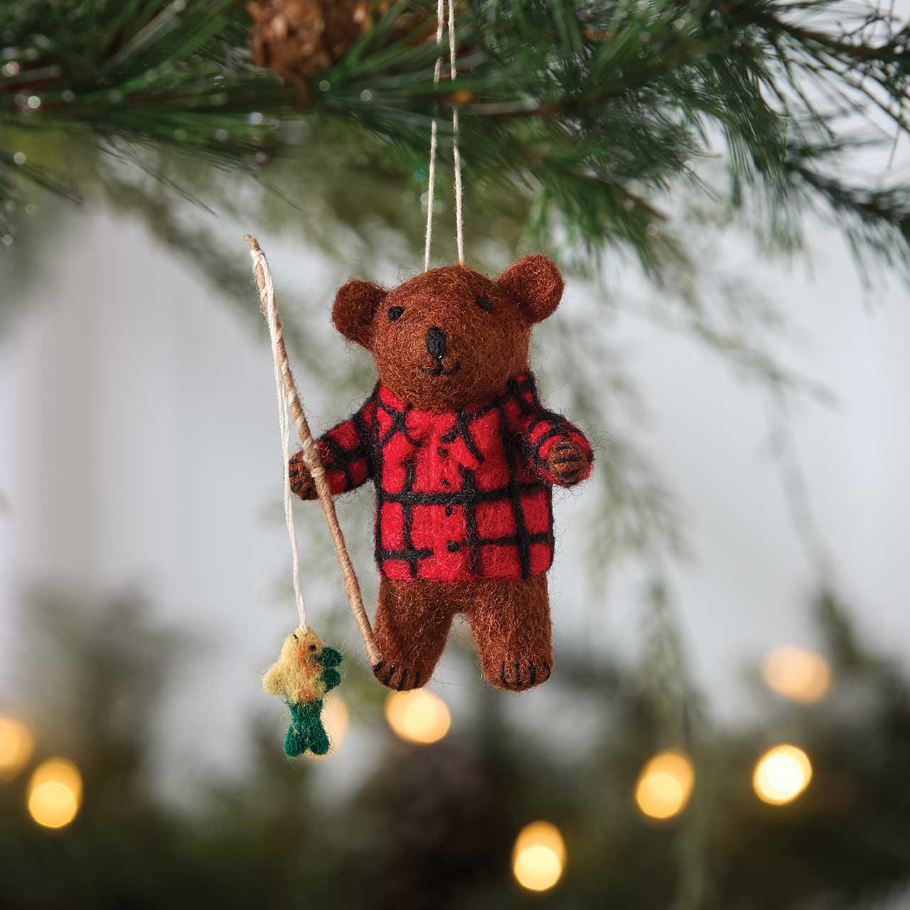 Fishing Bear Christmas Ornament
