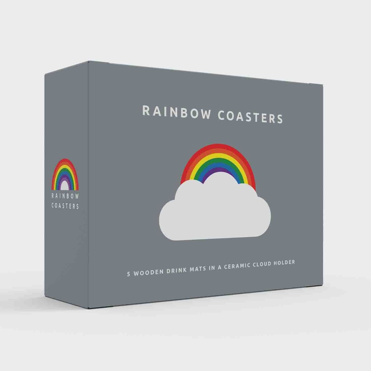 Rainbow Coasters | Wooden Coasters in Ceramic Cloud Holder