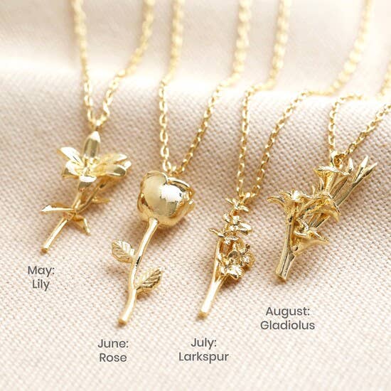 Birthflower necklace in Gold