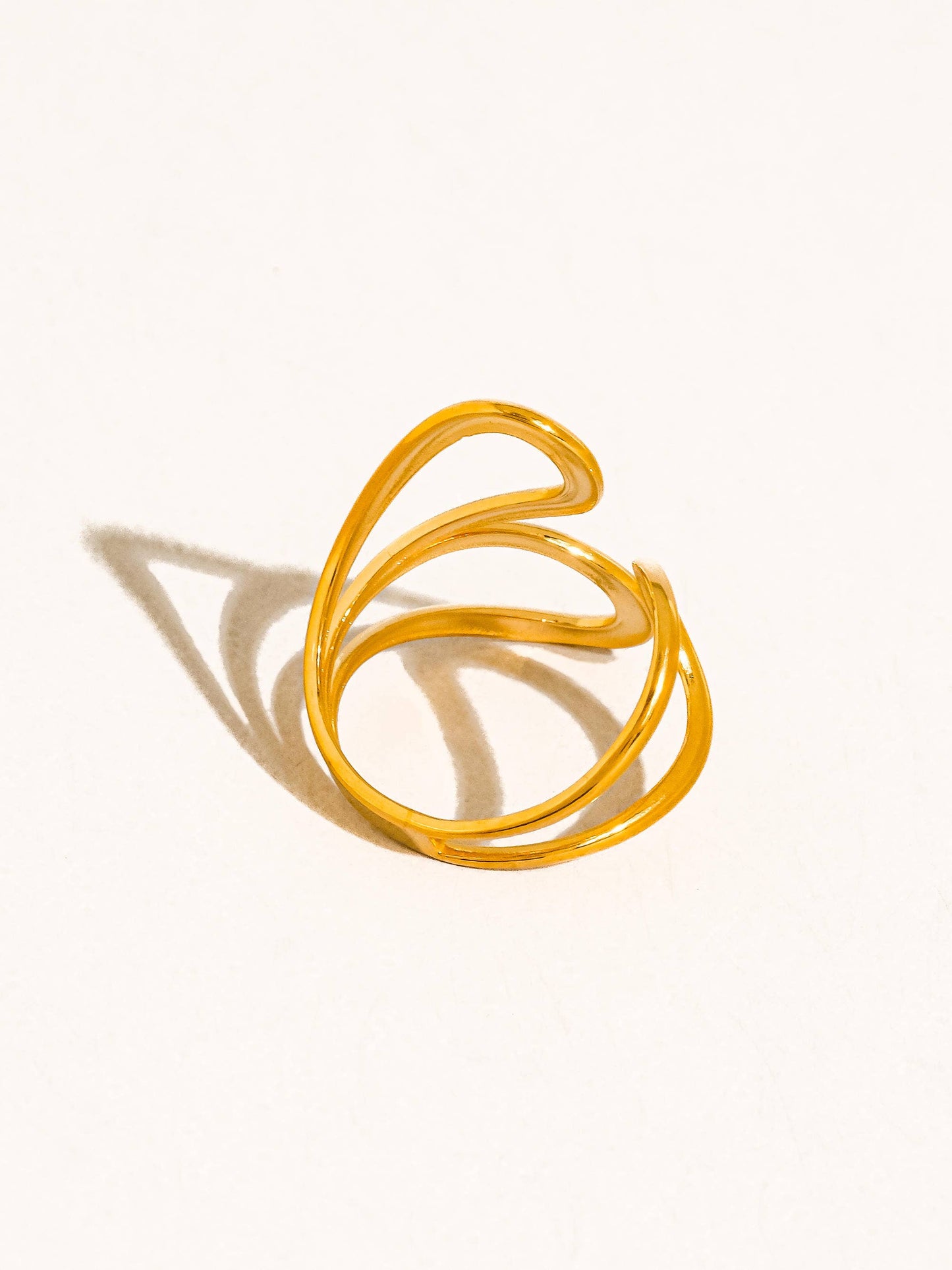 Parvella 18K Gold Non-Tarnish Abstract Swirl Ring