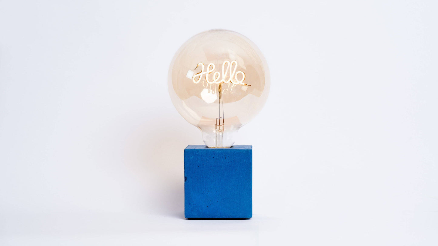 Cube Lamp - Petrol Blue Concrete