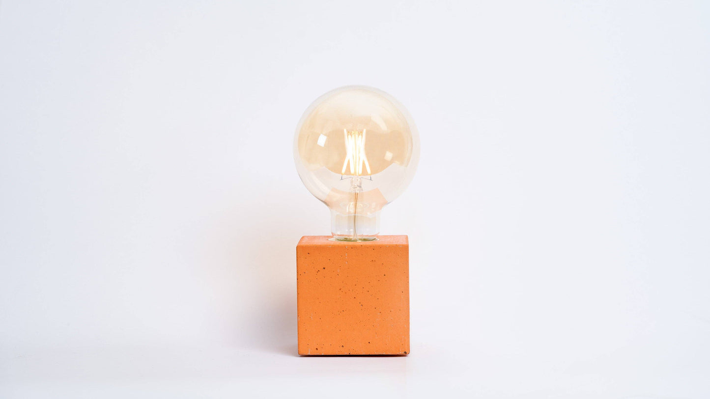 Cube Lamp - Orange Concrete