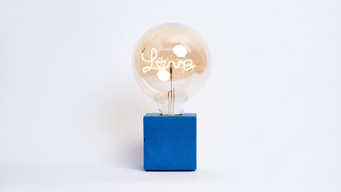 Cube Lamp - Petrol Blue Concrete
