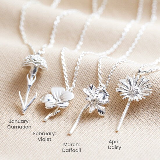 Birthflower necklace in Silver