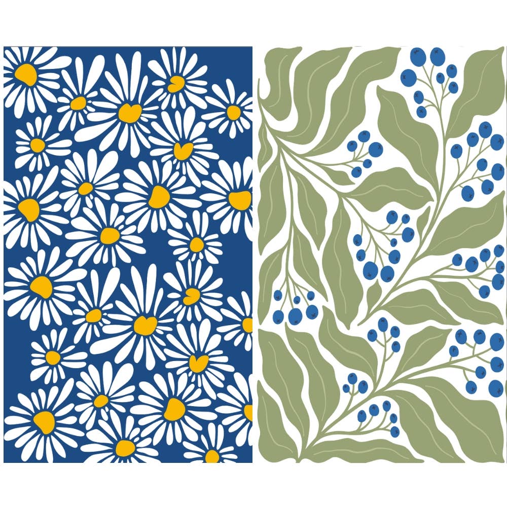 BLUE DAISY - 18" x 30" Waffle weave towel