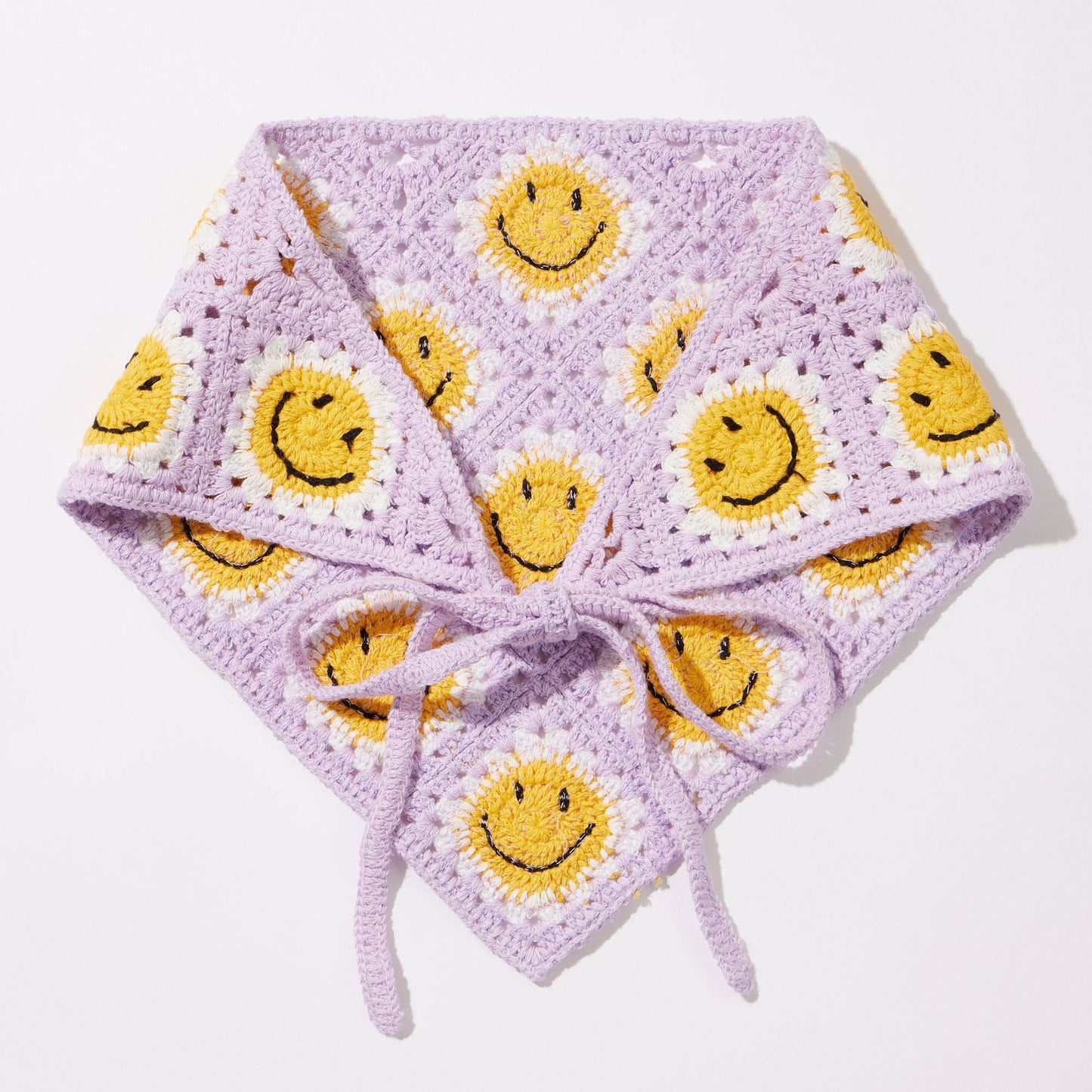Smiley Face Babushka Style Hair Wrap
