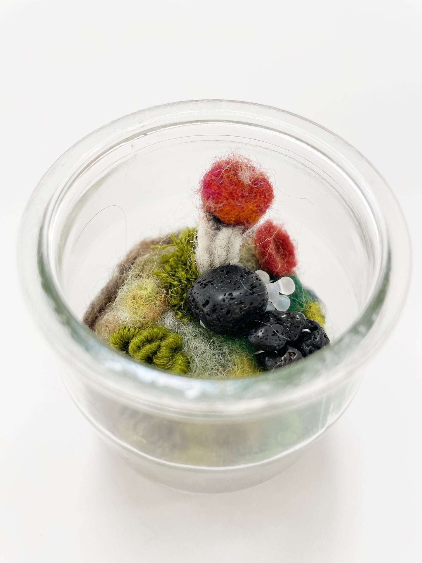 Red Cap Mini Terrarium by Pillbug Designs
