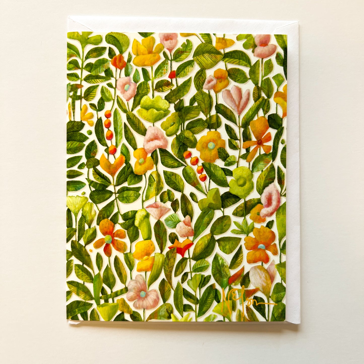 Puff Garden Floral Art Card