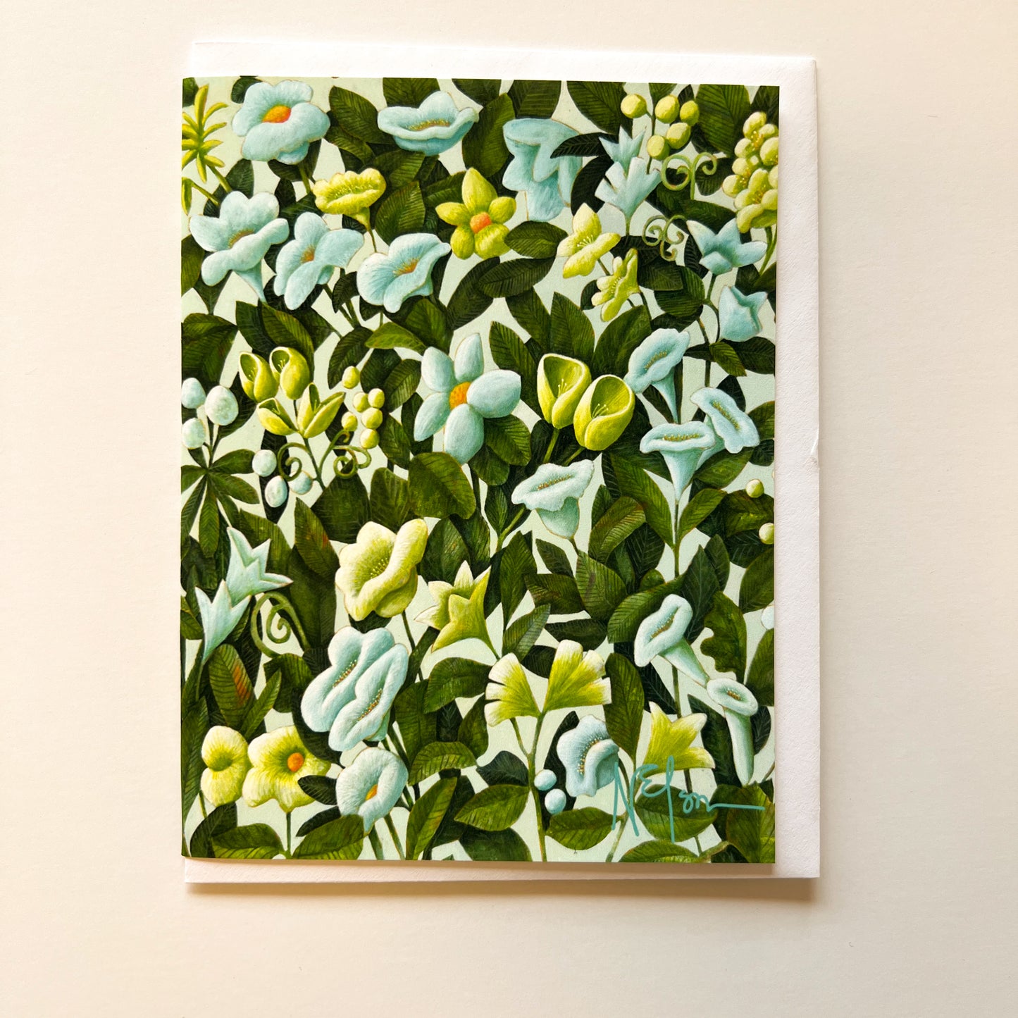 Sea of Greens Floral Art Card