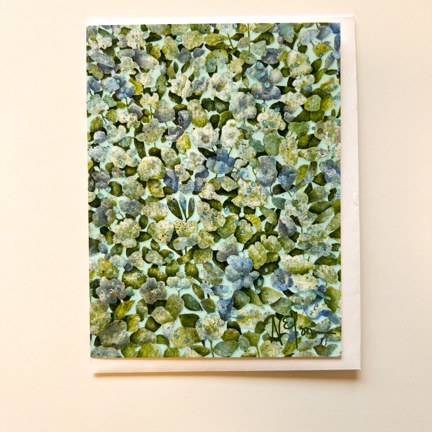 Reticent Blue Floral Art Card