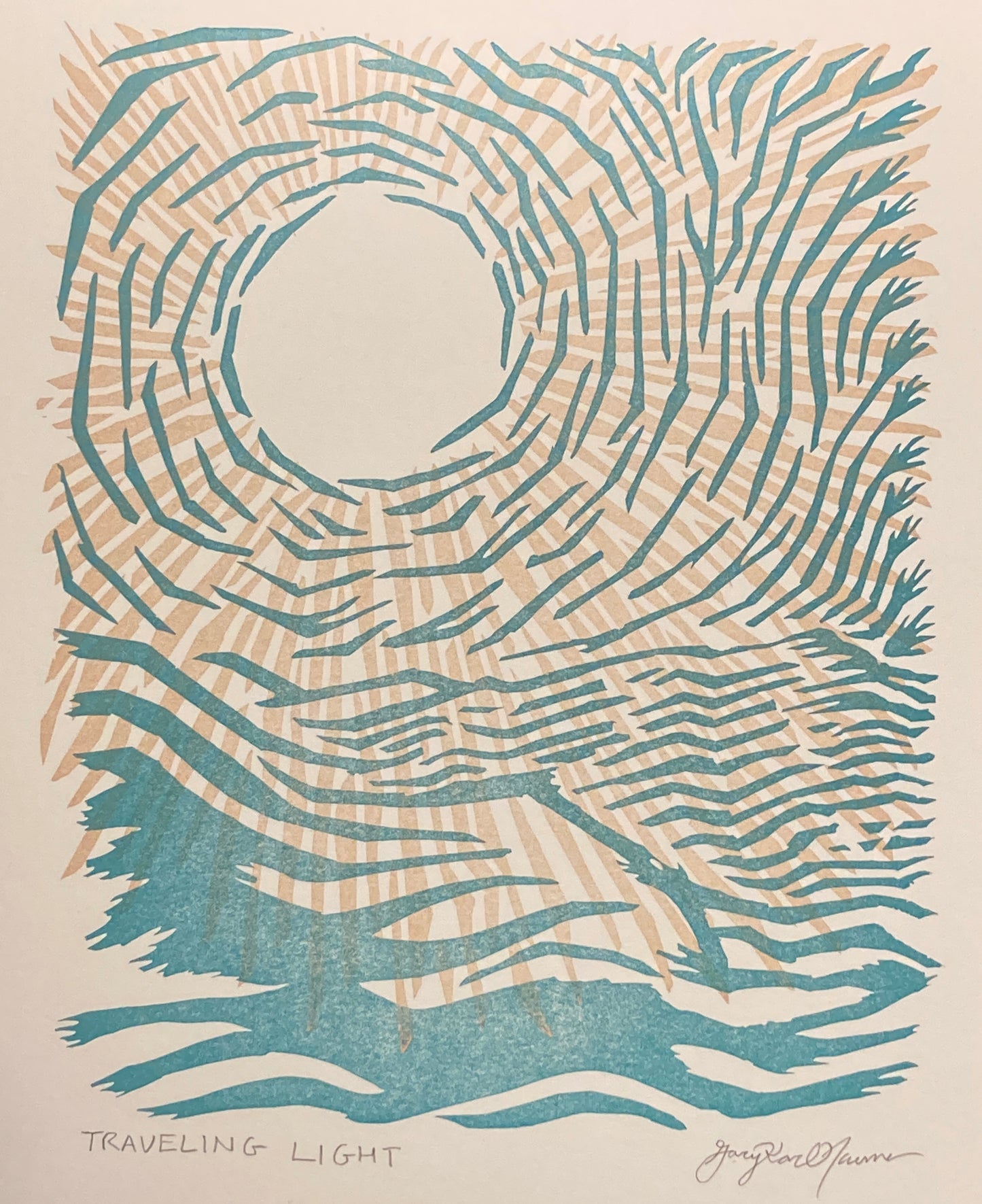 Travelling Light - Linocut Letter Press Art Print