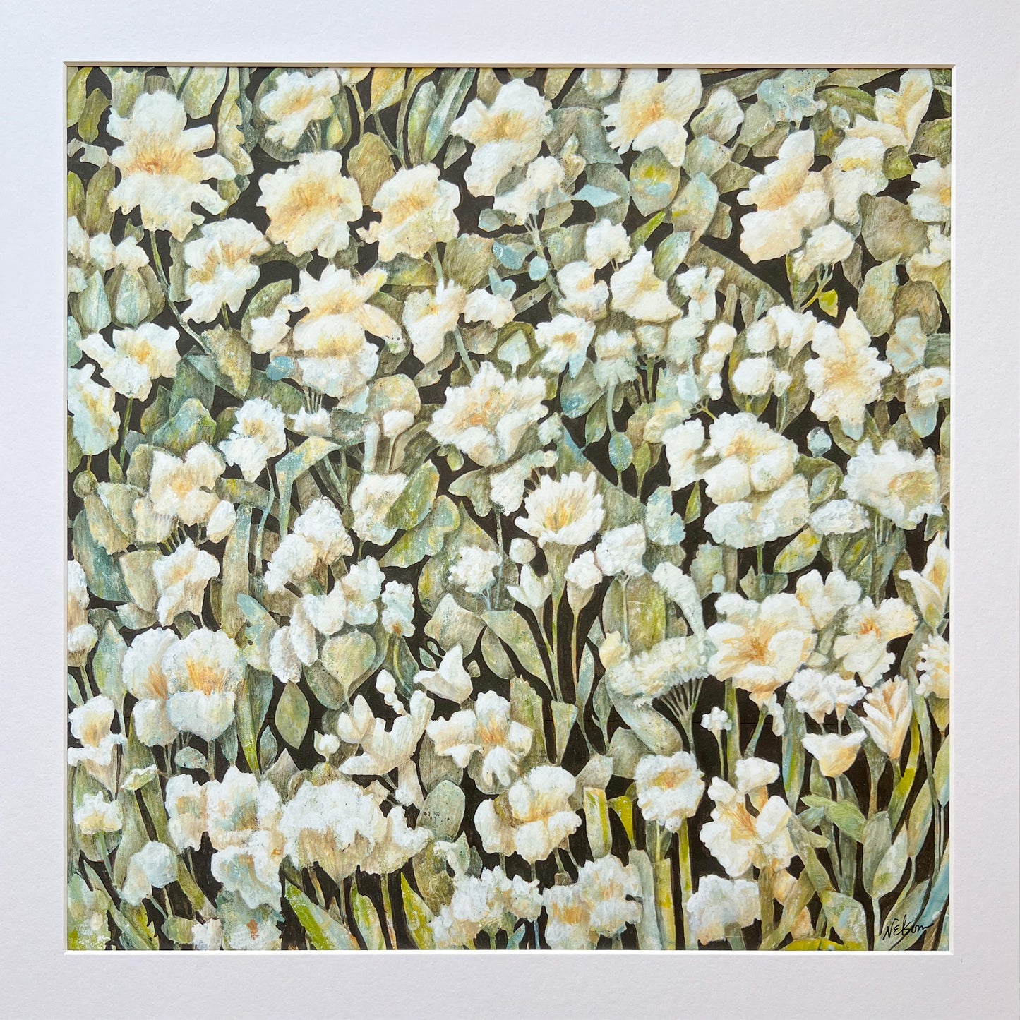 White & Green in Motion Art Print by Janet Nelson