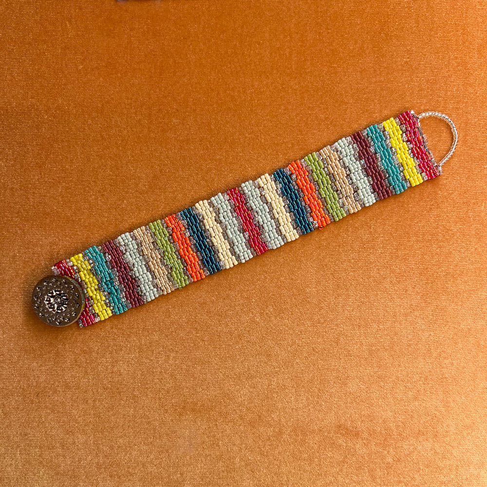 Rainbow Stripe Beaded Bracelet by Elaine Sharp