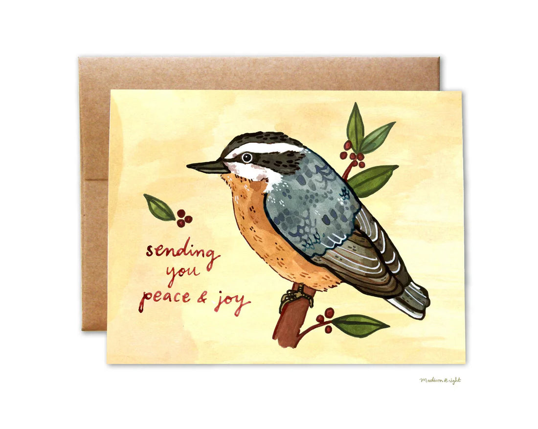 Sending You Peace and Joy Nuthatch Greeting Card