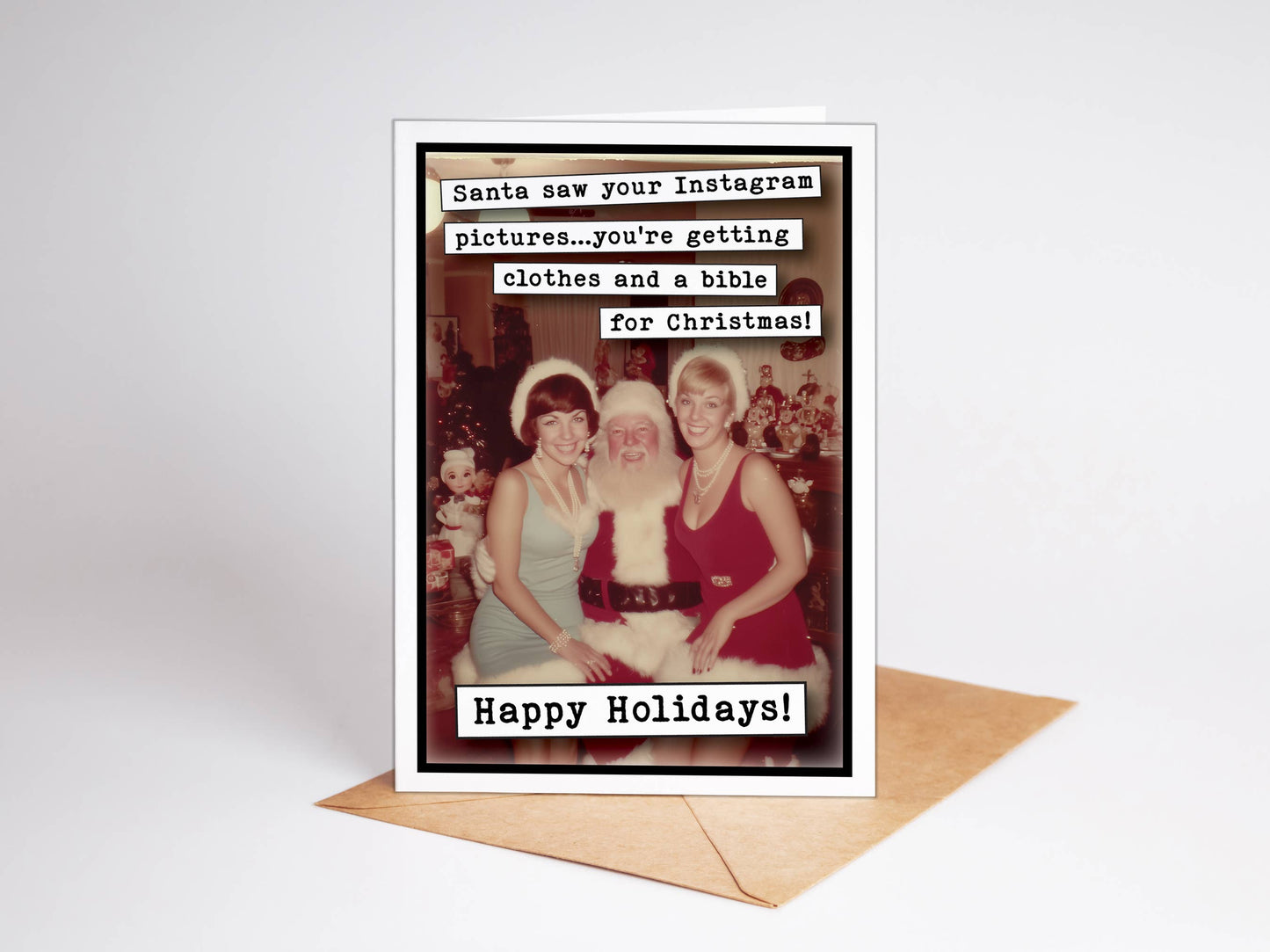 Santa Saw Your Instagram Pictures Funny Christmas Card