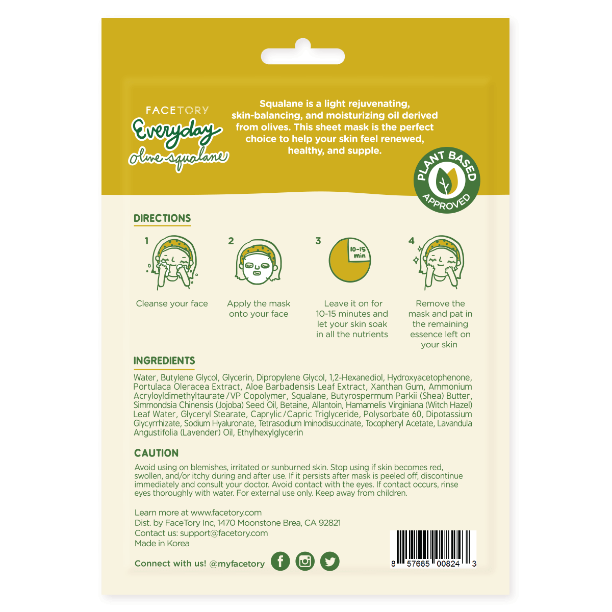 Olive Squalane-Mask - K-Beauty - Skin Balancing - Everyday