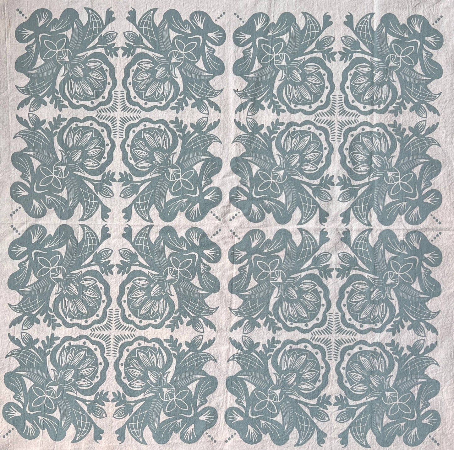 Rosemaling Art Cotton Tea Towel: Rust Red