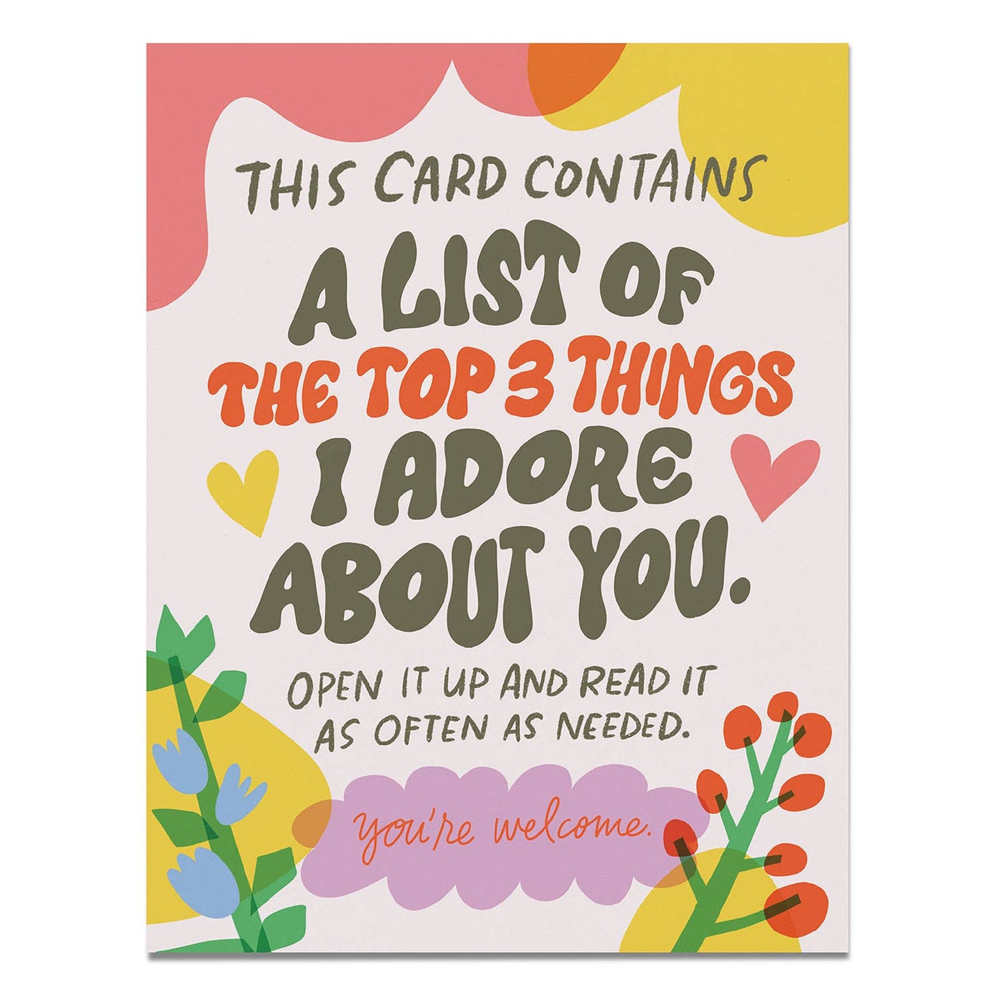 Top 3 Things Greeting Card