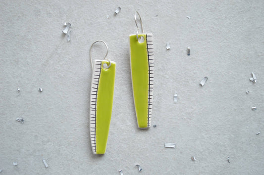 Lime Green Abstract Dangle Earrings