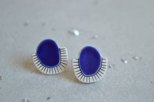 Royal Blue Abstract Stud Earrings