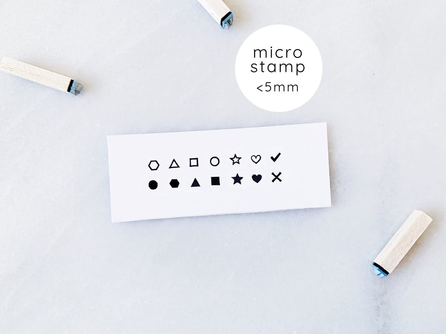 Micro Shapes Rubber Stamp Set • Small Geometric Shape Rubber