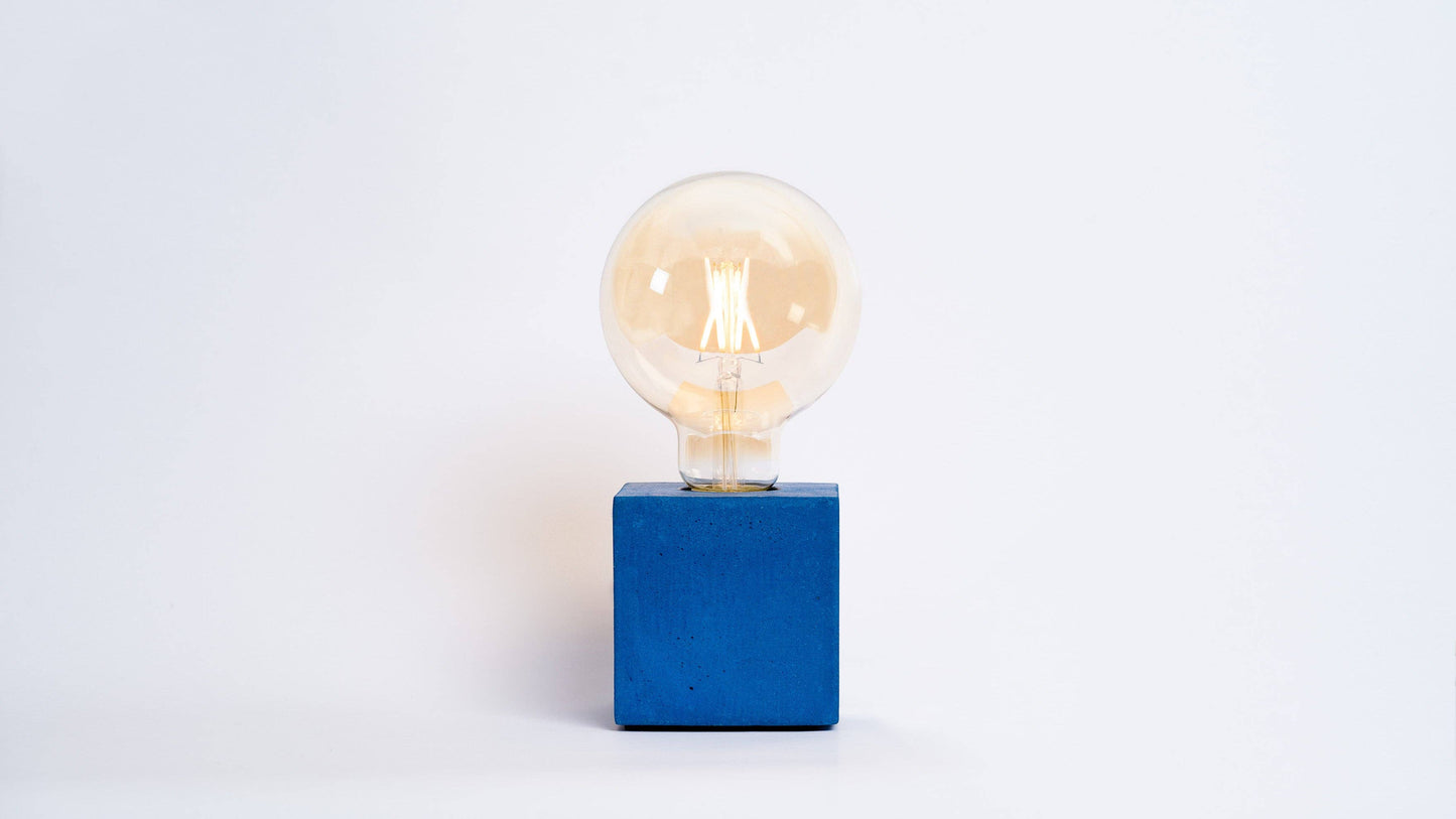 Cube Lamp - Petrol Blue Concrete