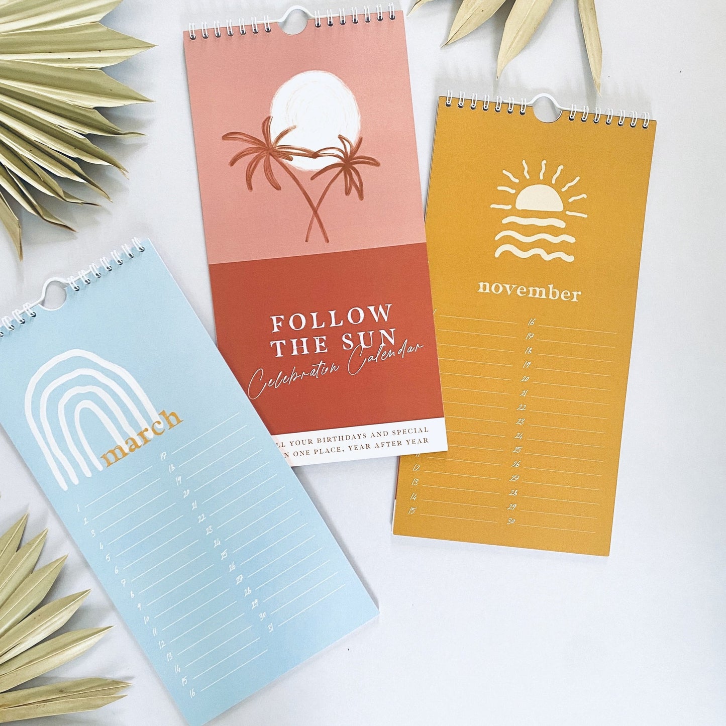 Undated Birthday Calendar- Follow the Sun