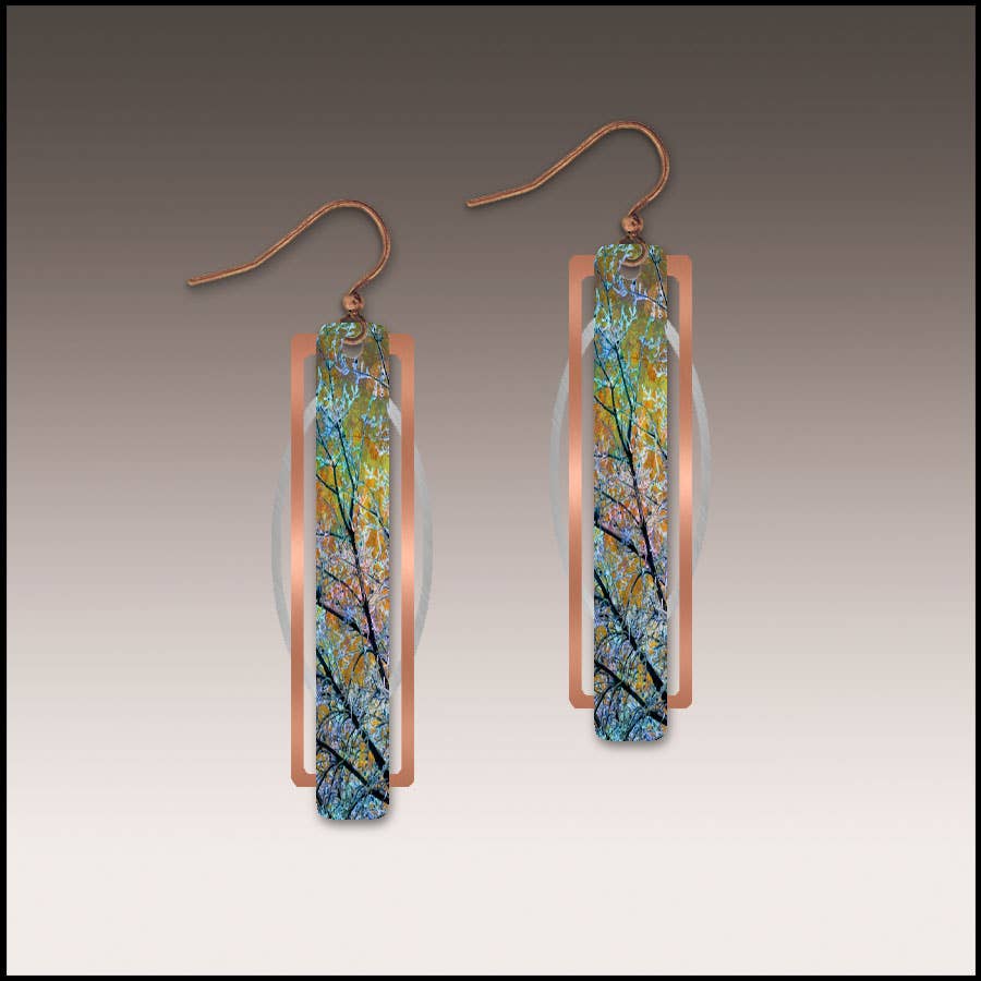Blue Branches Geometric Metal Accent Earrings
