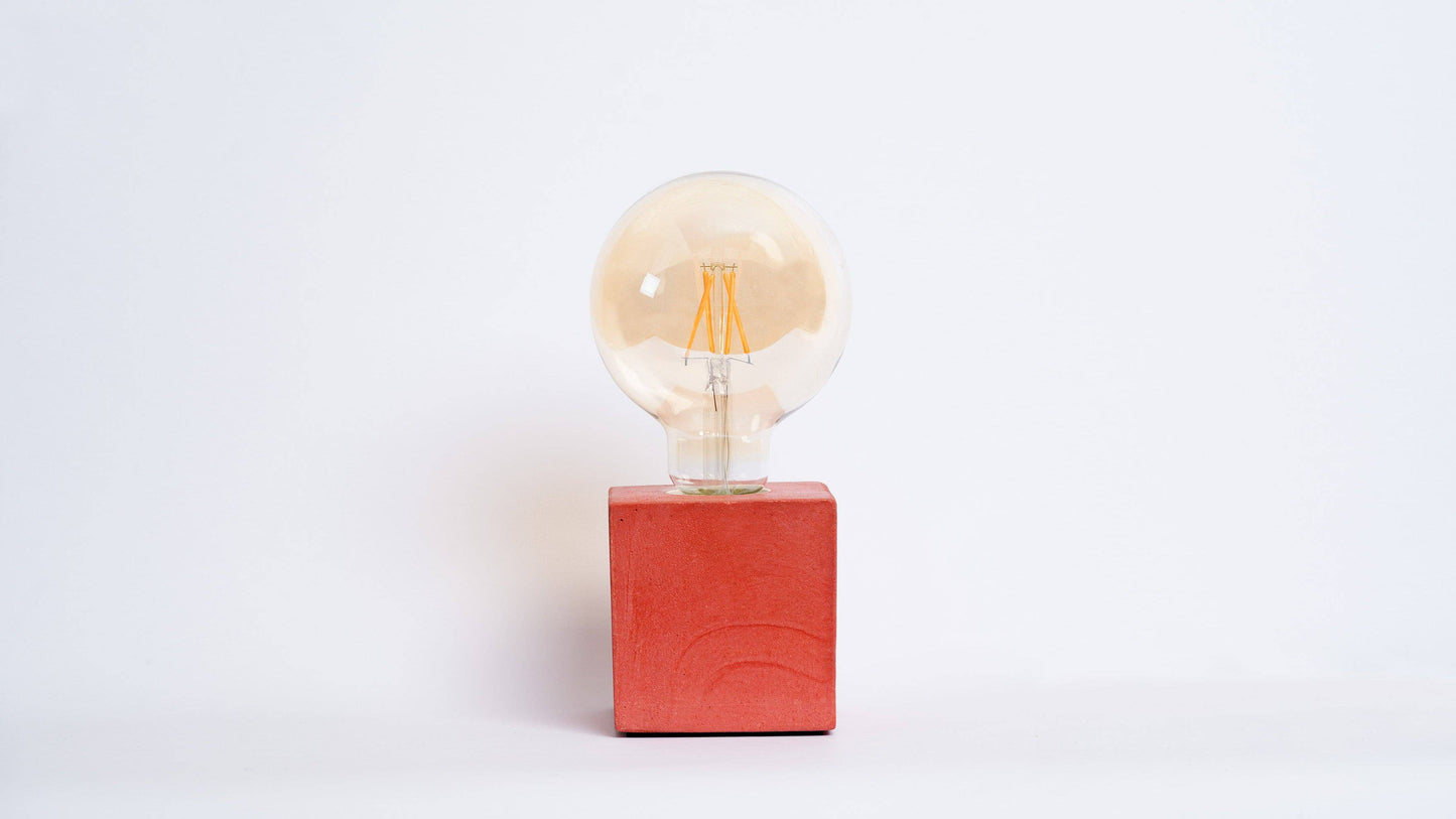 Cube Lamp - Red Concrete