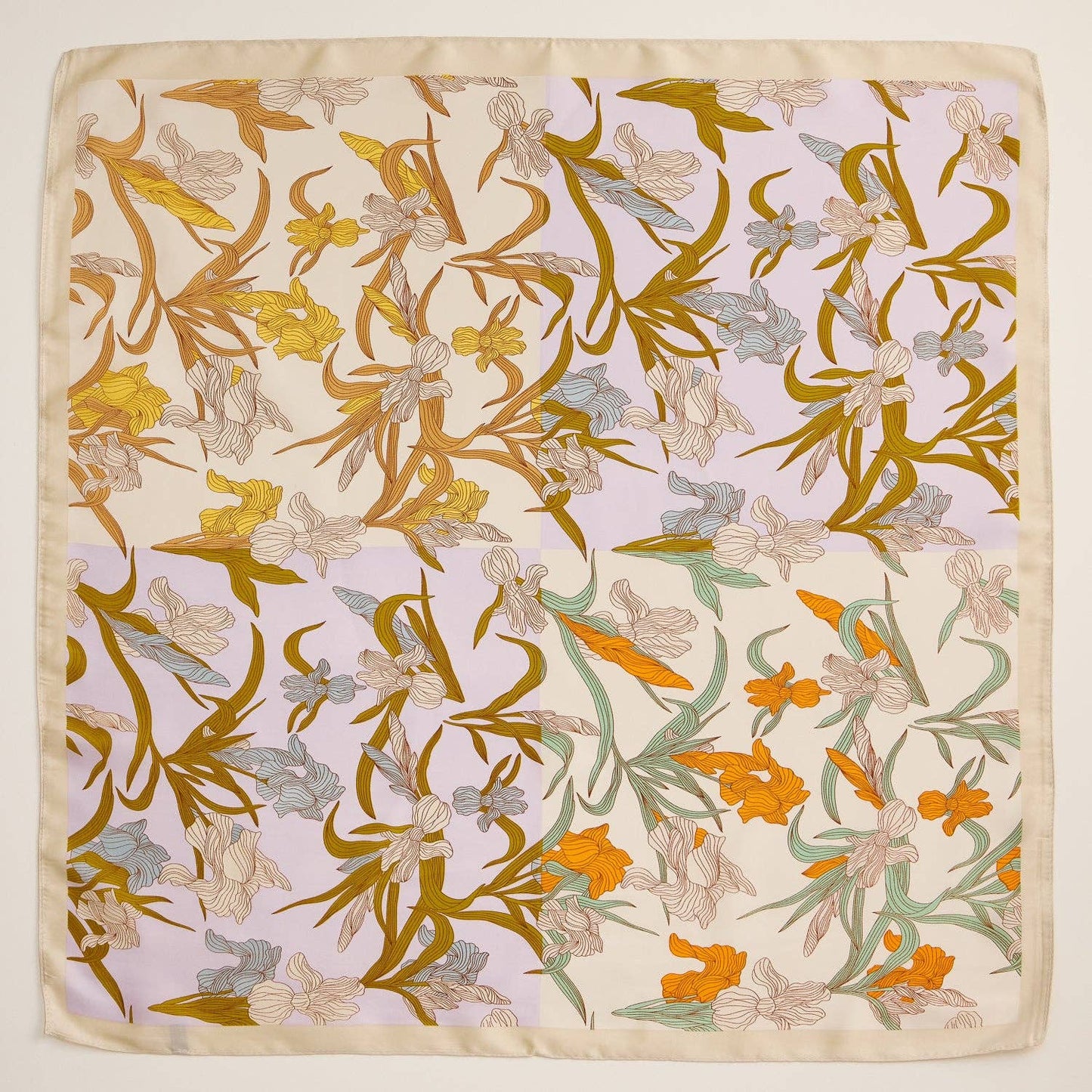 Floral Print Elegant Silk-Feel Lightweight Square Scarf