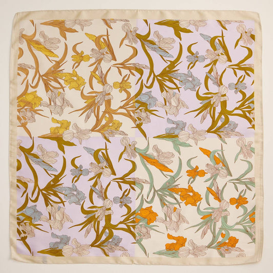Floral Print Elegant Silk-Feel Lightweight Square Scarf