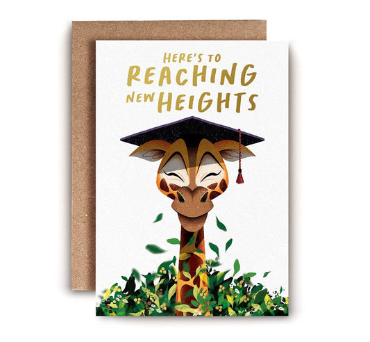 Reaching New Heights Giraffe | Graduation Card