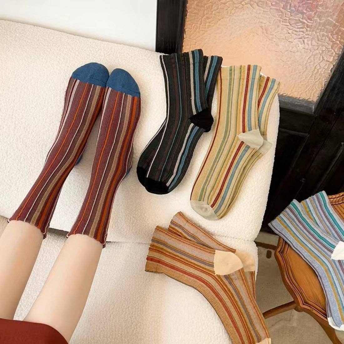 Rufia - Bohemian Colorblock Striped Socks