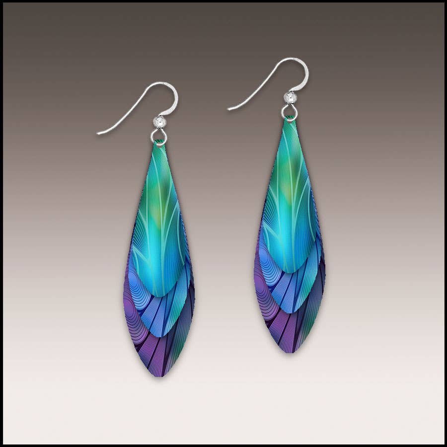 Blue Aurora Abstract Multilayer Drop Handmade Earrings