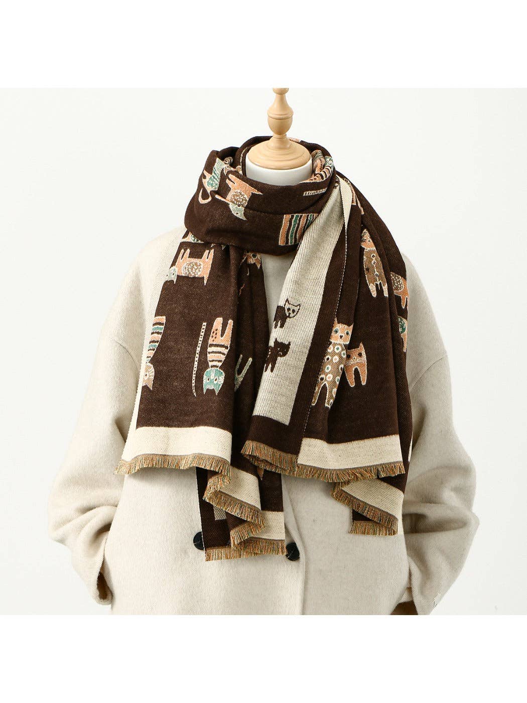 Scarvii - Fashionable Cat Print Winter Scarf