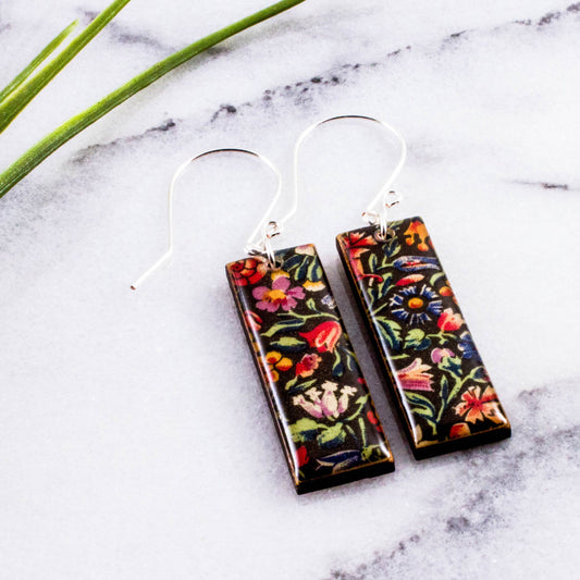 Dark Meadow Rectangle Earrings