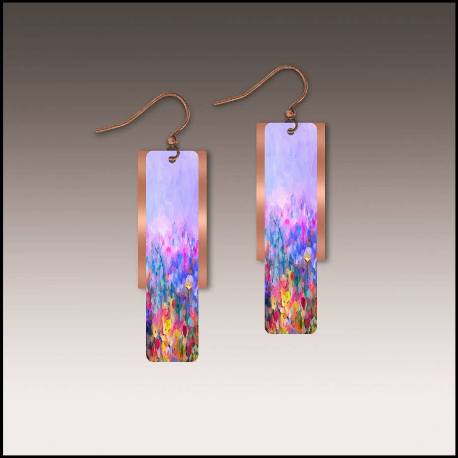 Rainbow Floral Copper Accent Multilayer Earrings