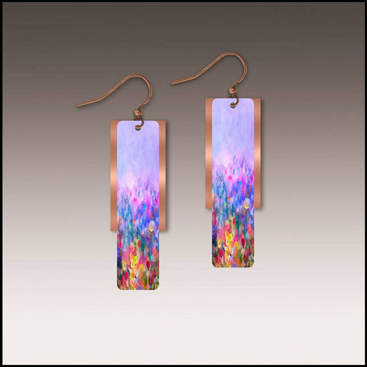 Rainbow Floral Copper Accent Multilayer Earrings