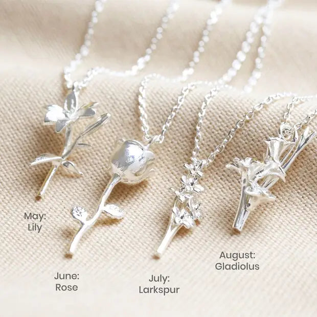 Birthflower necklace in Silver