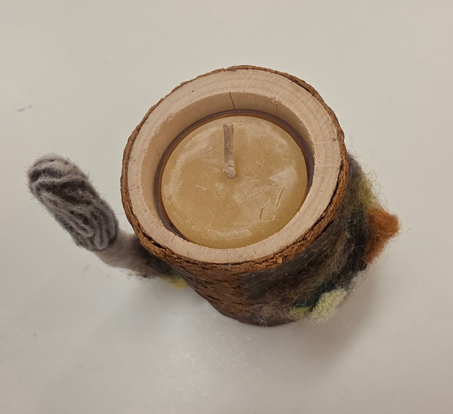 Medium Morel Tree Trunk Candle Holder with Beeswax Candle by Pillbug Designs