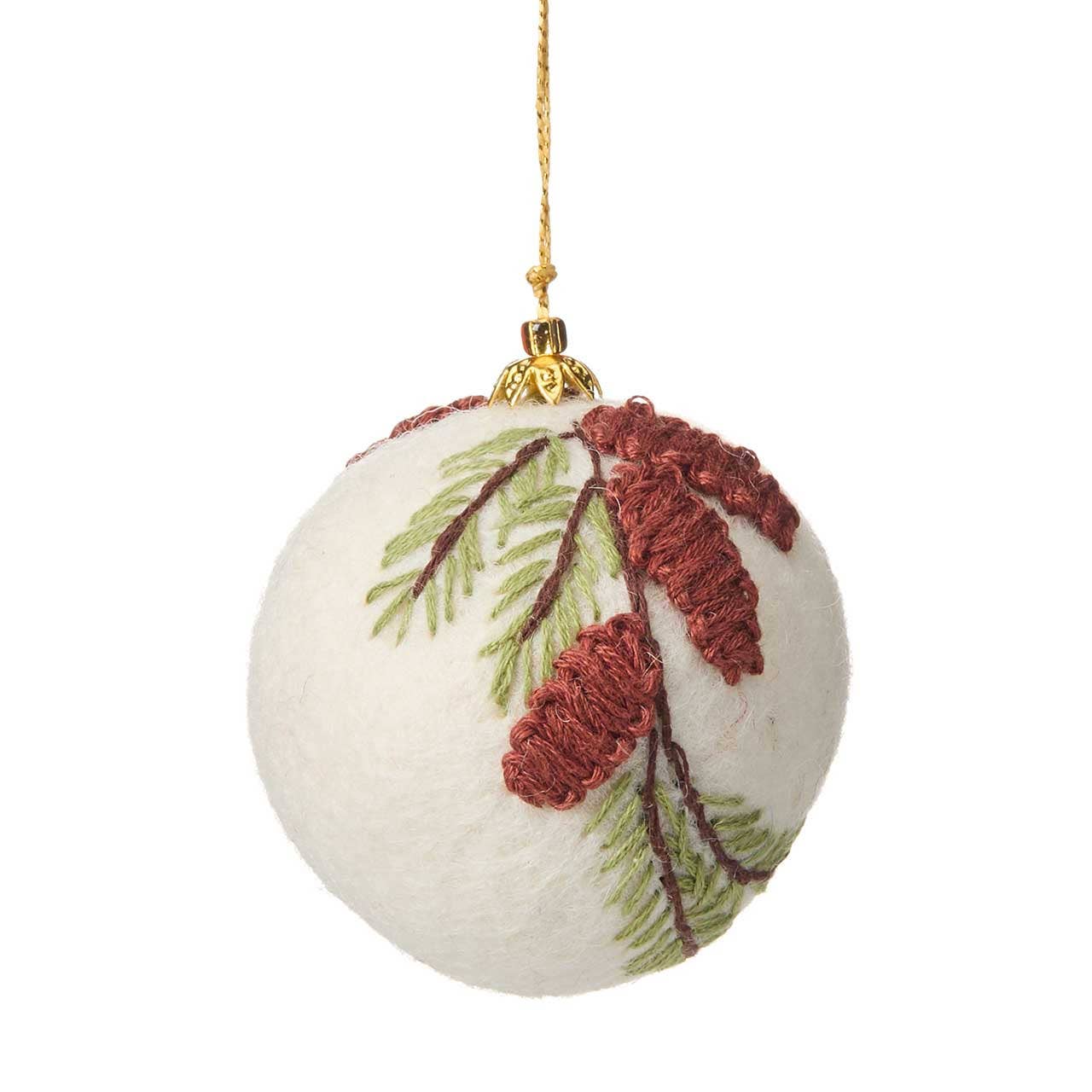 Winter Felted Ball Ornament